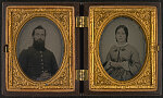 [Unidentified soldier in Union uniform and his wife in a zouave-style jacket]