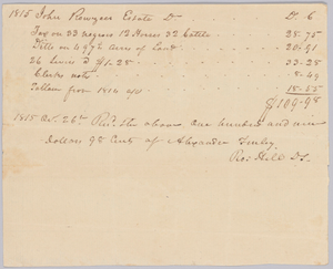 Record of taxes on property, including enslaved persons, owned by John Rouzee