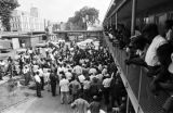 Martin Luther King Jr. and others holding a press conference at the Gaston Motel in Birmingham, Alabama.