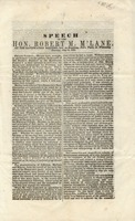 Speech of the Hon. Robert M. M'Lane at the ratification meeting : held on Broadway, Fell's Point, on Wednesday evening, July 14, 1852.