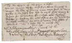 Instructions to the prison keeper regarding Silvanus Warro's imprisonment, 2 March 1672
