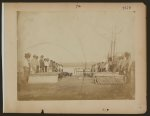 [Military construction in northern Virginia: men standing on the Potomac River bank with assembled blanket boats]