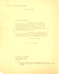 Letter from W. E. B. Du Bois to Chicago Defender