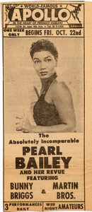 Pearl Bailey, newspaper advertisement