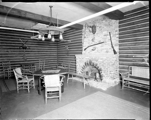 Y.M.C.A. sitting room with brick fireplace : acetate film photonegative