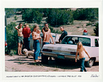 Hog Farm Camp in the Sangre de Cristo Mountains, New Mexico. Visit from the state police. 1968.