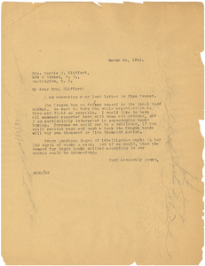 Letter from W. E. B. Du Bois to Carrie W. Clifford