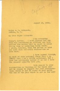 Letter from W. E. B. Du Bois to J. E. Spingarn