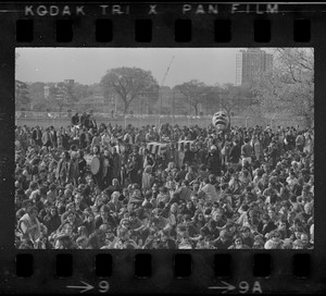 Thumbnail for Militants have the right... as one group carries coffins in memory of the four slain Kent State U. students, and another group, bearing the "mask of death," participate in the Cambridge rally