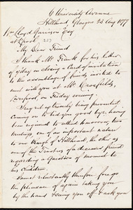 Letter from Andrew Paton, Glasgow, [Scotland], to William Lloyd Garrison, 23 Aug[ust] 1877