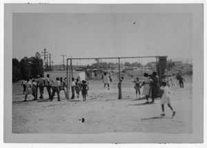 Photograph of African American school children on a playground, Manchester, Georgia, 1953