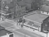 Aerial view of Clinton Avenue North and Ward Street after riot, Rochester, NY, 1964