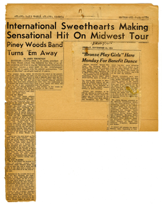 International Sweethearts Making Sensational Hit On Midwest Tour. [Newspaper clipping]