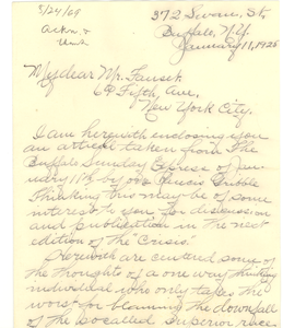 Letter from Daniel W. Sparks to Crisis