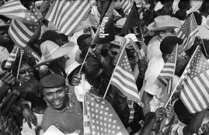 Marchers in Jackson, Mississippi, near the end of the March Against Fear begun by James Meredith.