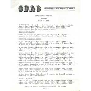 CPAC council meeting minutes, March 24, 1982.