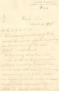 Letter from The State Federation of Negro Women's Clubs of Pennsylvania, South Western District to the NAACP