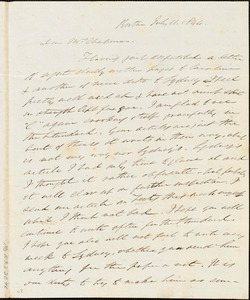 Thumbnail for Letter from Edmund Quincy, Boston, [Mass.], to Maria Weston Chapman, July 11, 1844