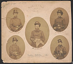 Brig. Gen. U.S. Grant and staff Captain Lagow, Gen'l. Grant, J.A. Rawlins, Capt. Hillyer, Dr. Simons.