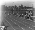 Ralph Metcalfe wins sprint in inside land, 1934?