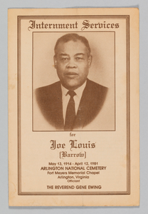 Program for the interment services for Joe Louis