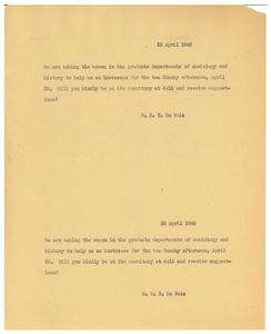 Letter from W. E. B. Du Bois to Spelman College