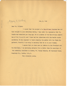 Letter from W. E. B. Du Bois to United States Department of State