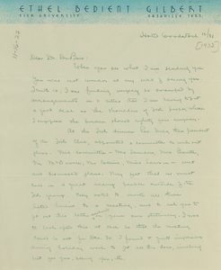 Letter from Ethel Bedient Gilbert to W. E. B. Du Bois