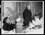 Speaker addresses the crowd at publication party for Charlotta Bass' memoirs, Apr. 24, 1960, Alexandria Hotel, Los Angeles