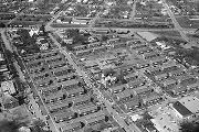 Aerial view of Brown Chapel AME Church and the George Washington Carver Homes neighborhood of Selma, Alabama.