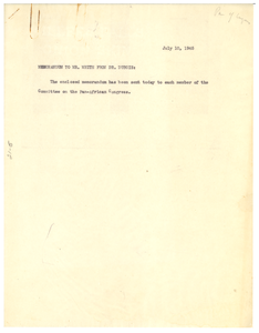 Memorandum from W. E. B. Du Bois to Walter White