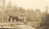 Construction of a brick school building in rural Conecuh County, Alabama.