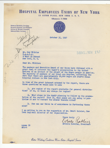 Thumbnail for Letter from Hospital Employees Union of New York to NAACP