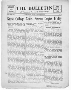 The Bulletin of Tennessee A. & I. State College, December, 1927