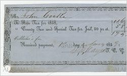 Receipt for payment from John Cocke to D. G. Mayes for taxes, January 13, 1859