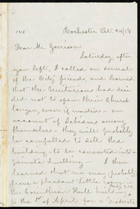 Letter from Susan Brownell Anthony, Rochester, [N.Y.], to William Lloyd Garrison, Oct. 24, [18]58