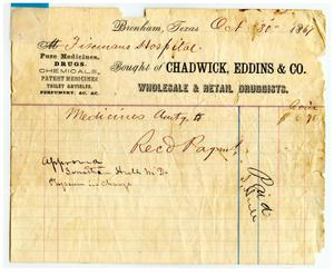 Receipts regarding Freedmen’s Hospital in Brenham, TX