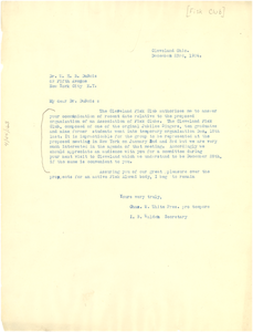 Letter from Fisk Club of Cleveland (Ohio) to W. E. B. Du Bois