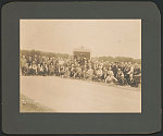 [Civil War veterans of the 9th New York Cavalry Regiment at their 50th anniversary reunion in front of their monument at Gettysburg, July 1-4, 1913]