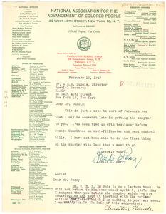 Letter from Leslie S. Perry to W. E. B. Du Bois