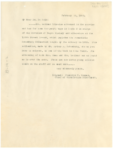 Letter from the New York Public Library to W. E. B. Du Bois