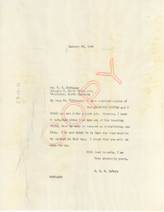 Letter from W. E. B. Du Bois to Quarterly Review of Higher Education Among Negroes