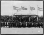 President Theodore Roosevelt and other officials on the reviewing stand on Dedication Day