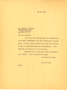 Letter from W. E. B. Du Bois to Social Science Press