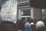 Fred Shuttlesworth speaking to demonstrators outside the Jefferson County courthouse in Bessemer, Alabama, during the incarceration of Martin Luther King, Jr., and several other civil rights leaders.