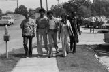 Doc Peoples, R. B. Cottonreader, and others arriving at the Cullman County courthouse in Cullman, Alabama, for the trial of Tommy Lee Hines.