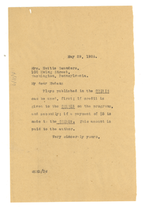 Letter from W. E. B. Du Bois to Hattie Saunders