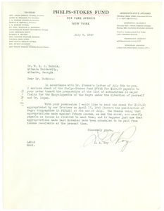 Letter from Phelps-Stokes Fund to W. E. B. Du Bois