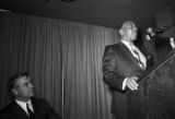 Jesse Owens speaking during the induction ceremony for the Alabama Sports Hall of Fame in Birmingham, Alabama.