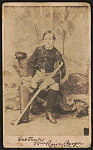 [Lieutenant Colonel William Rawle Brooke of Co. B, Co. C, and Co. D, 3rd Pennsylvania Cavalry Regiment and Co. L, 5th Pennsylvania Cavalry Regiment in uniform with sword in front of painted backdrop showing wooded landscape]